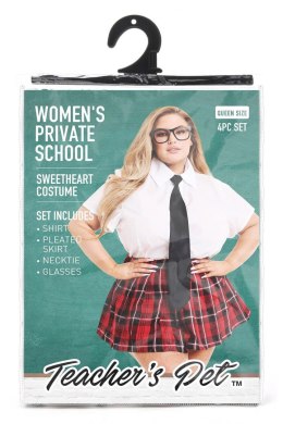 TEACHER PET WOMEN'S 4 PC PRIVATE SCHOOL SWEETHEART COSTUME, QUEEN SIZE