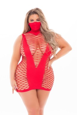 MASQUERADE DRESS WITH MASK RED, PLUS SIZE