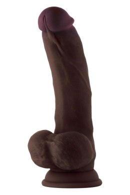 SHAFT MODEL C 8.5 INCH LIQUIDE SILICONE DONG WITH BALLS MAHOGANY