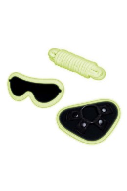 WHIPSMART 4 PCS GLOW IN THE DARK STRAP-ON SET WITH EYEMASK & SILK ROPE