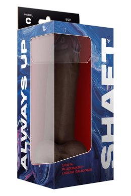 SHAFT MODEL C 9.5 INCH LIQUIDE SILICONE DONG WITH BALLS MAHOGANY