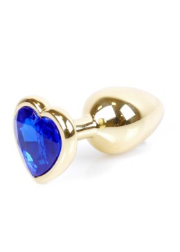 Plug-Jawellery Gold Heart PLUG- Dark Blue