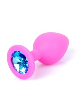 Plug-Jawellery Pink Silikon PLUG Medium- Light Blue Diamond