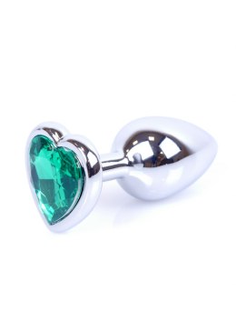 Plug-Jawellery Silver Heart PLUG- Green