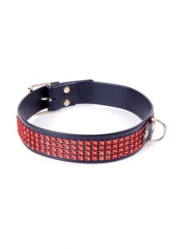 Fetish Boss Series Collar with crystals 3 cm Red Line