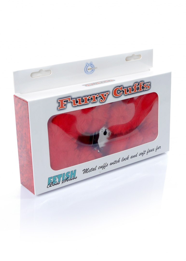 Kajdanki Fetish Boss Series- Furry Cuffs Red