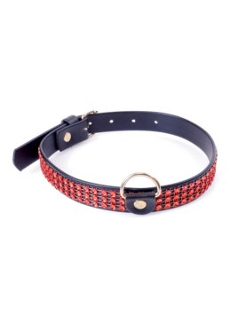 Fetish Boss Series Collar with crystals 2 cm Red Line