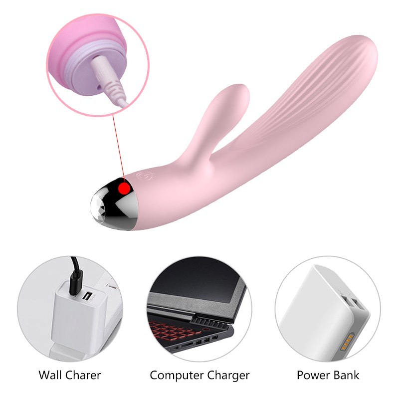 Wibrator-Silicone Vibrator Pink USB 10 Function / Heating