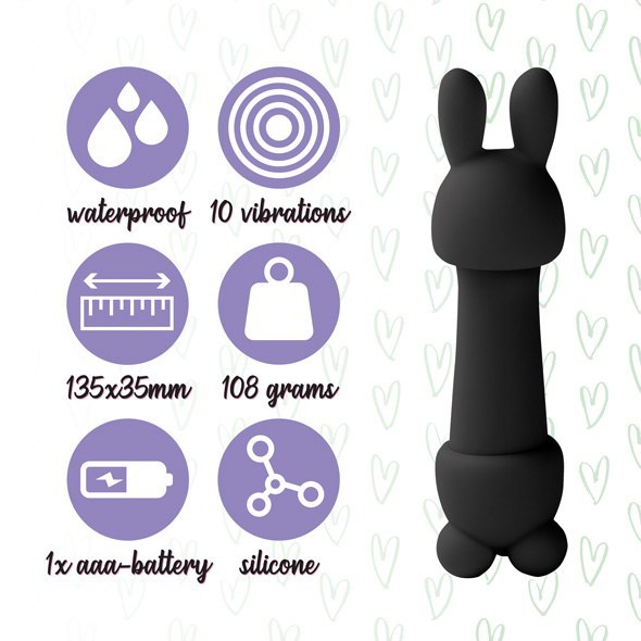 FeelzToys - Mister Bunny Massage Vibrator met 2 Dopjes Zwart