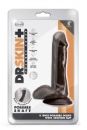 DR. SKIN PLUS 6 INCH POSABLE DILDO WITH BALLS CHOCOLATE