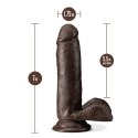 DR. SKIN PLUS 7 INCH POSABLE DILDO WITH BALLS CHOCOLATE