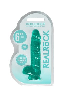 6"" / 15 cm Realistic Dildo With Balls - Turquoise