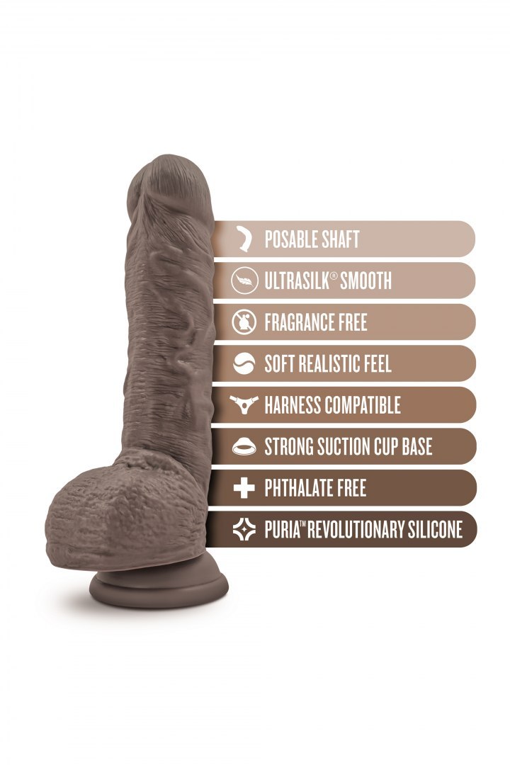 DR. SKIN SILICONE DR. MASON 9 INCH DILDO WITH SUCTION CUP CHOCOLATE