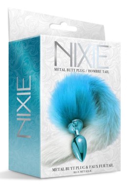 NIXIE METAL BUTT PLUG WITH OMBRE TAIL, BLUE METALLIC